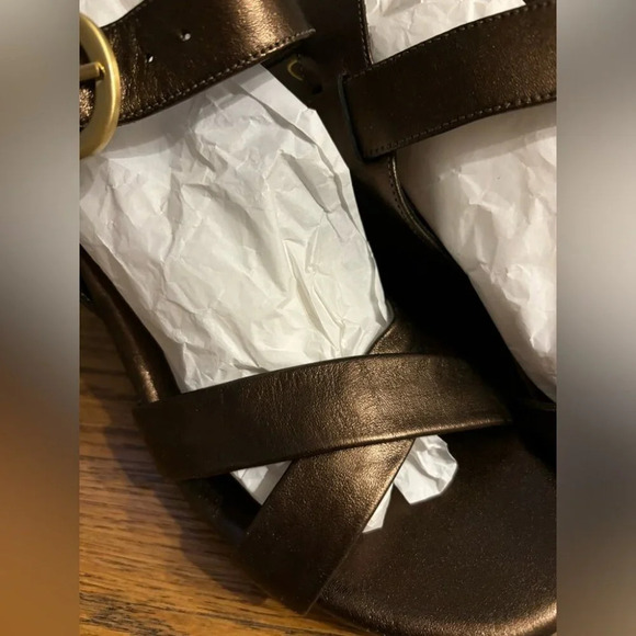 Cole Haan Leather Buckle Strappy Platform Wedge Shoes NWOT - Picture 4 of 8